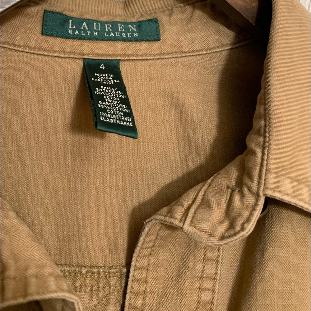 Ralph Lauren Military Jacket Cotton Tan Beige Size 4 - Picture 3 of 8